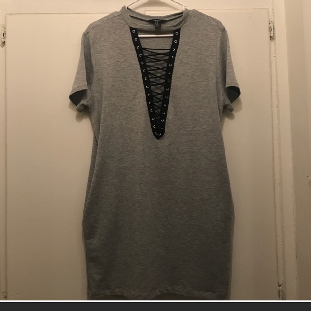 Lace Up T Shirt Dress